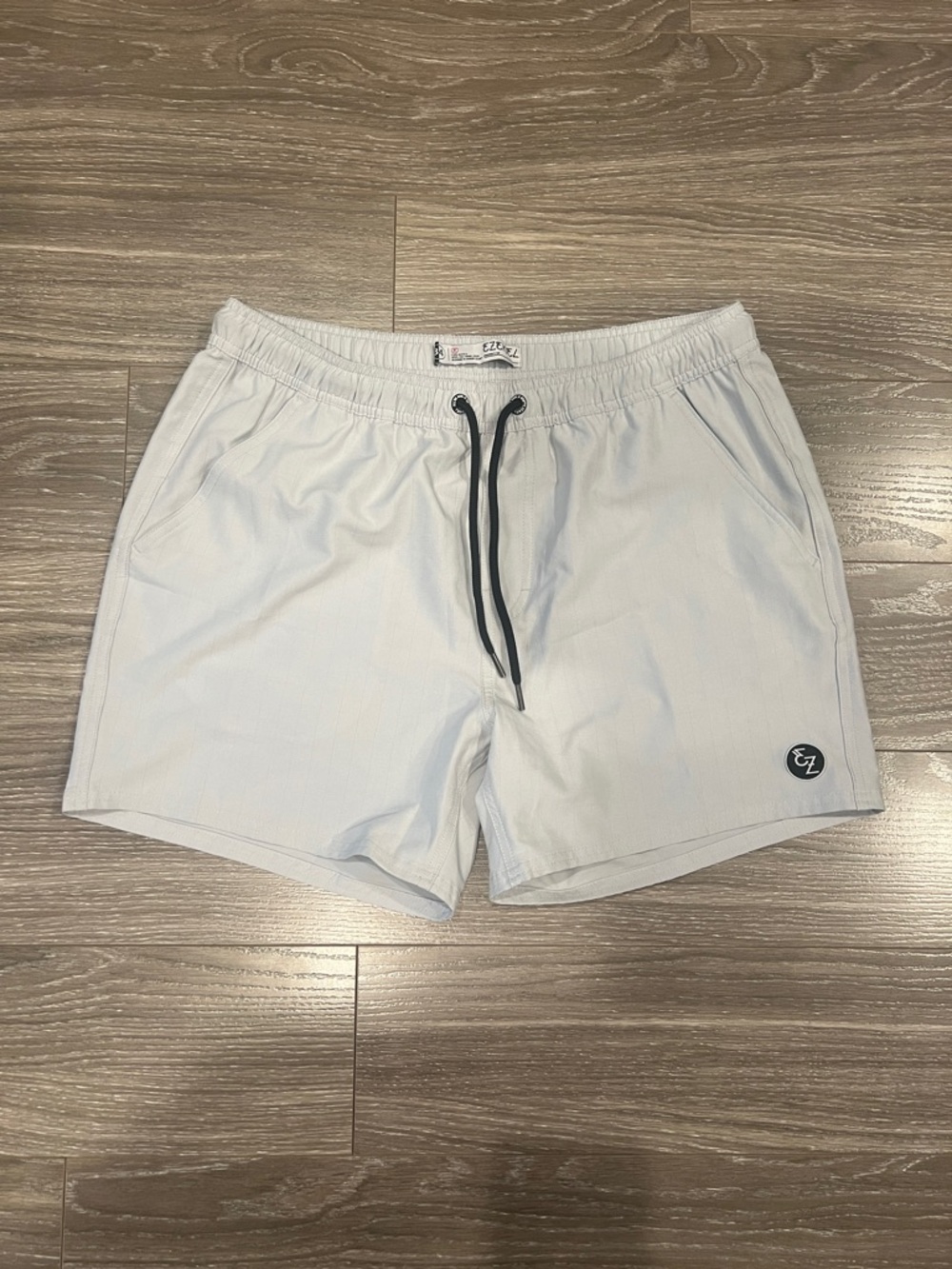 Ezekiel White/Silver Athletic Drawstring Shorts with Black Cord